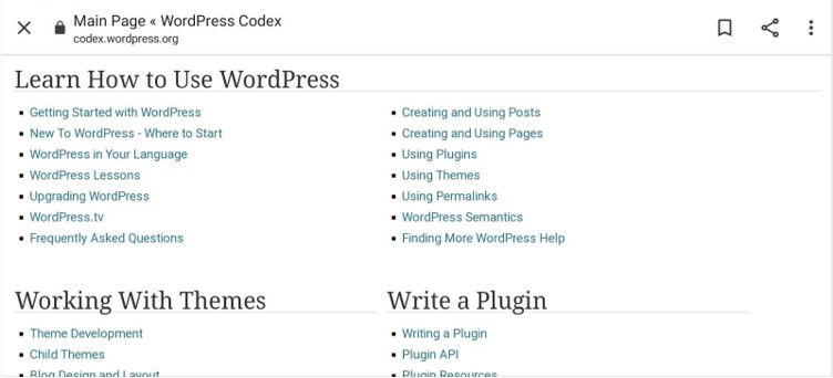 screenshot of Learn How to Use WordPress